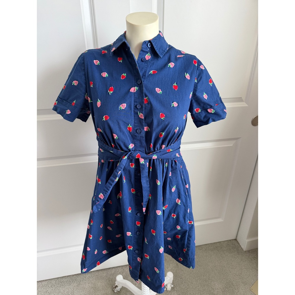 Kate Spade Wild Strawberry Dress XS Cottagecore Coquette Shirt Dress